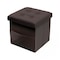 Hastings Home Foldable Storage Cube Ottoman with Pocket, Tufted Faux Leather Footrest Organizer for Bedroom, Brown 478779JWA - alternate 3